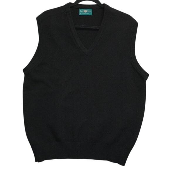 Alan Paine Luxury Knitwear Black Wool Sweater Vest Men’s UK 40R Classic V-Neck - Picture 2 of 4